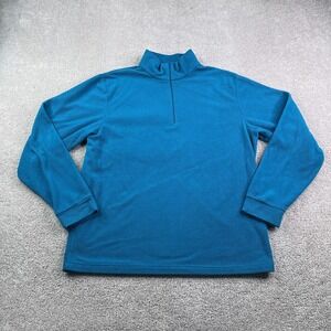 Sahalie Fleece Sweater Womens Medium Blue Butterfleece Quarter Zip Pullover